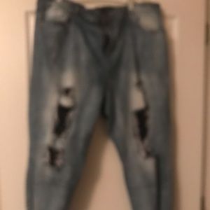 Distressed Jeans with black mesh